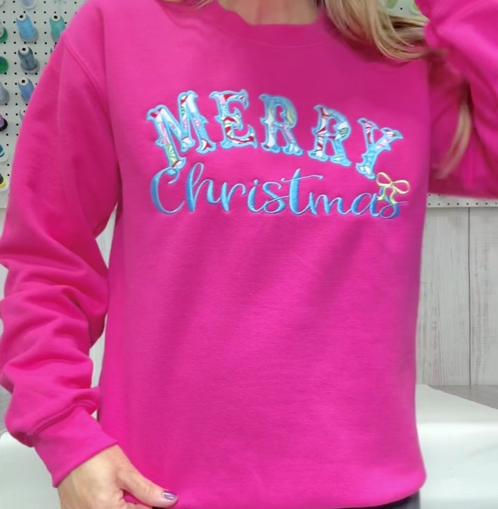 Merry Christmas Appliqué Festive Embroidered Sweatshirt