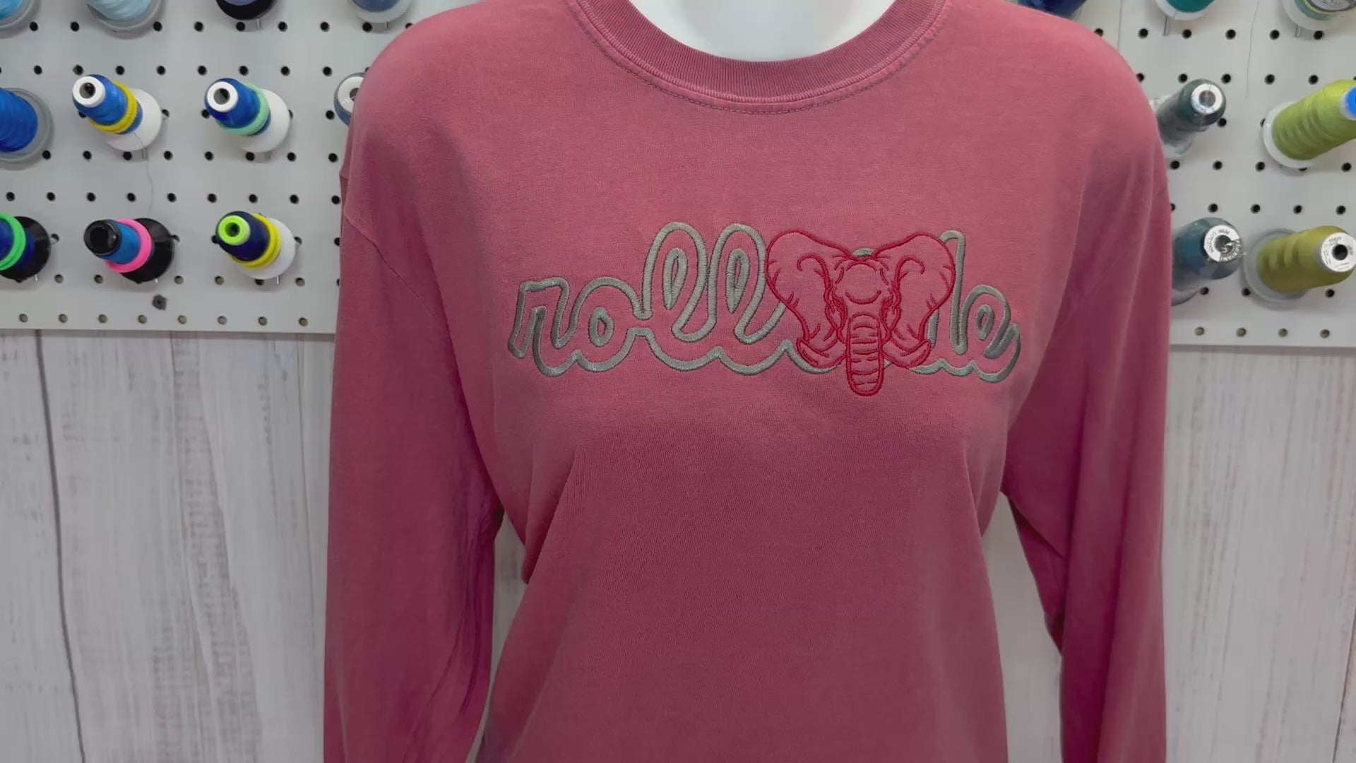 Roll Tide Embroidered Comfort Colors® Long Sleeve Tee | Vintage Elephant Mascot Design