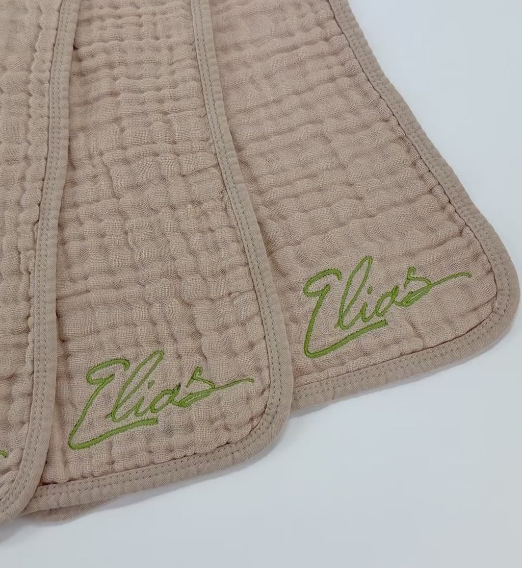 Personalized Muslin Burp Cloths – Newborn Essential Set of 4