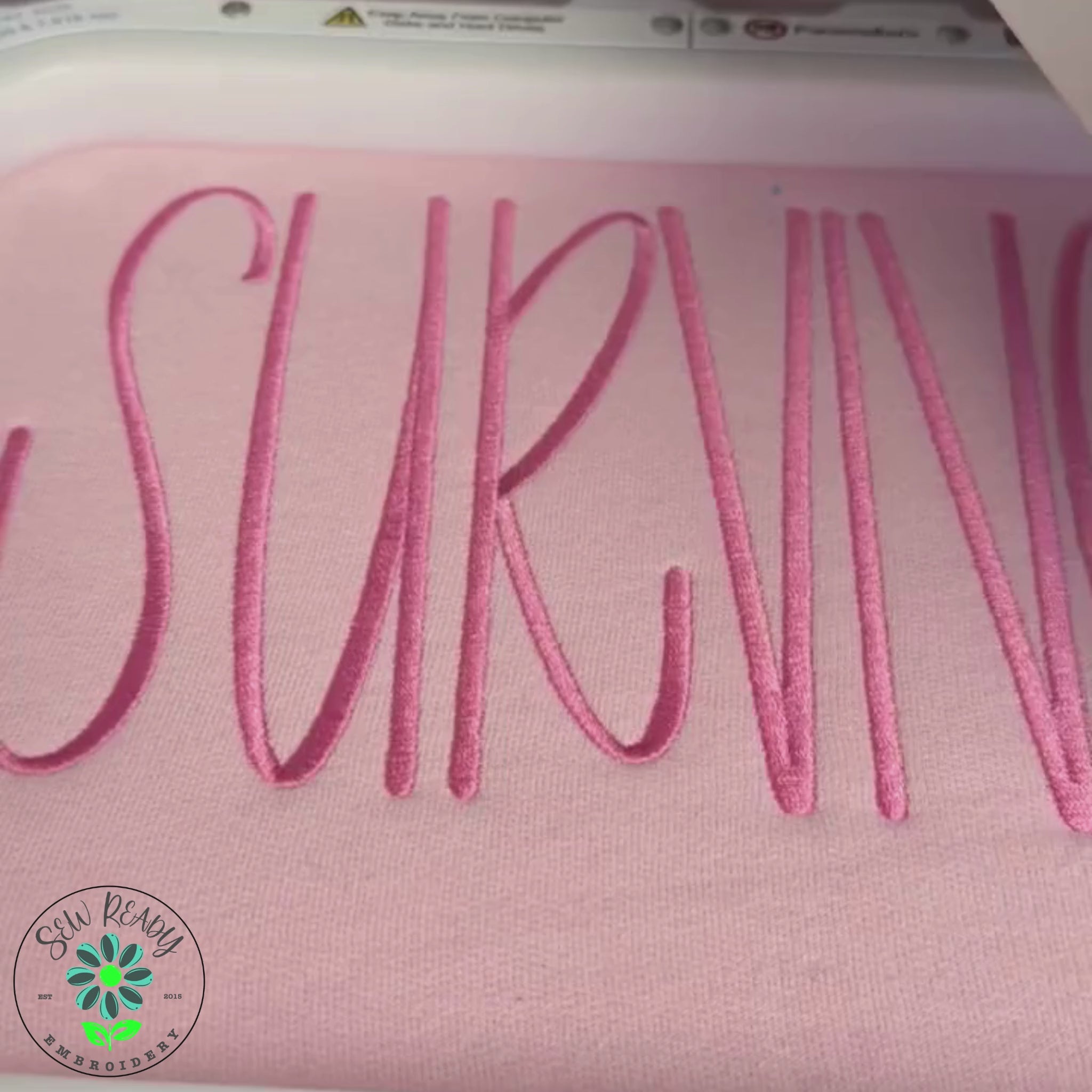 SURVIVOR Embroidered Sweatshirt Pink Ribbon Breast Cancer Awareness Crewneck