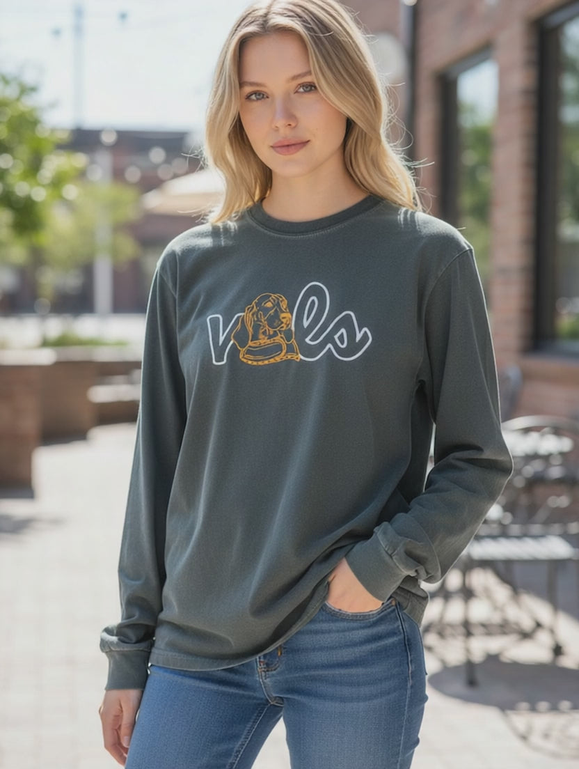 “VOLS” + Vintage Smokey Embroidered Long Sleeve Tee Two Colors