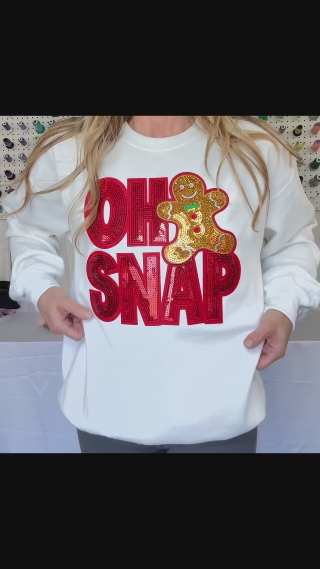 Oh Snap Gingerbread Man Sparkly Sequin Sweatshirt
