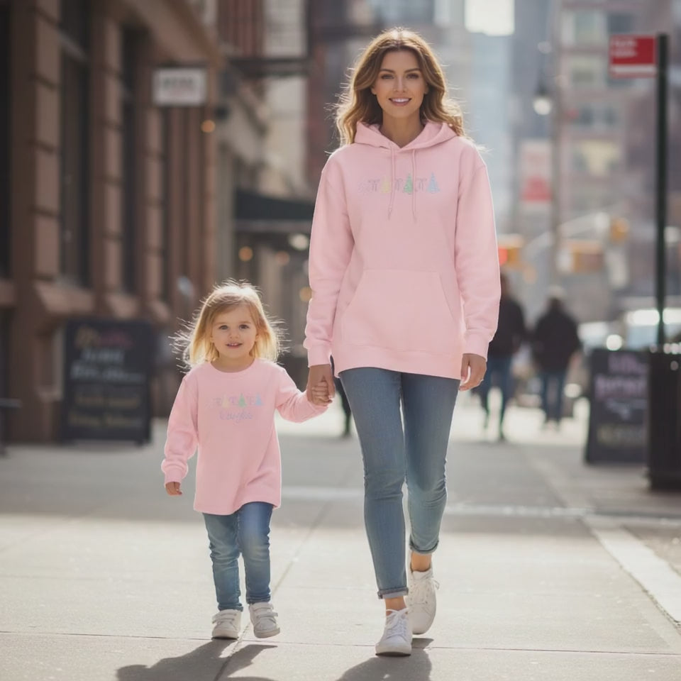 Merry Christmas Embroidered Hoodie with Bows