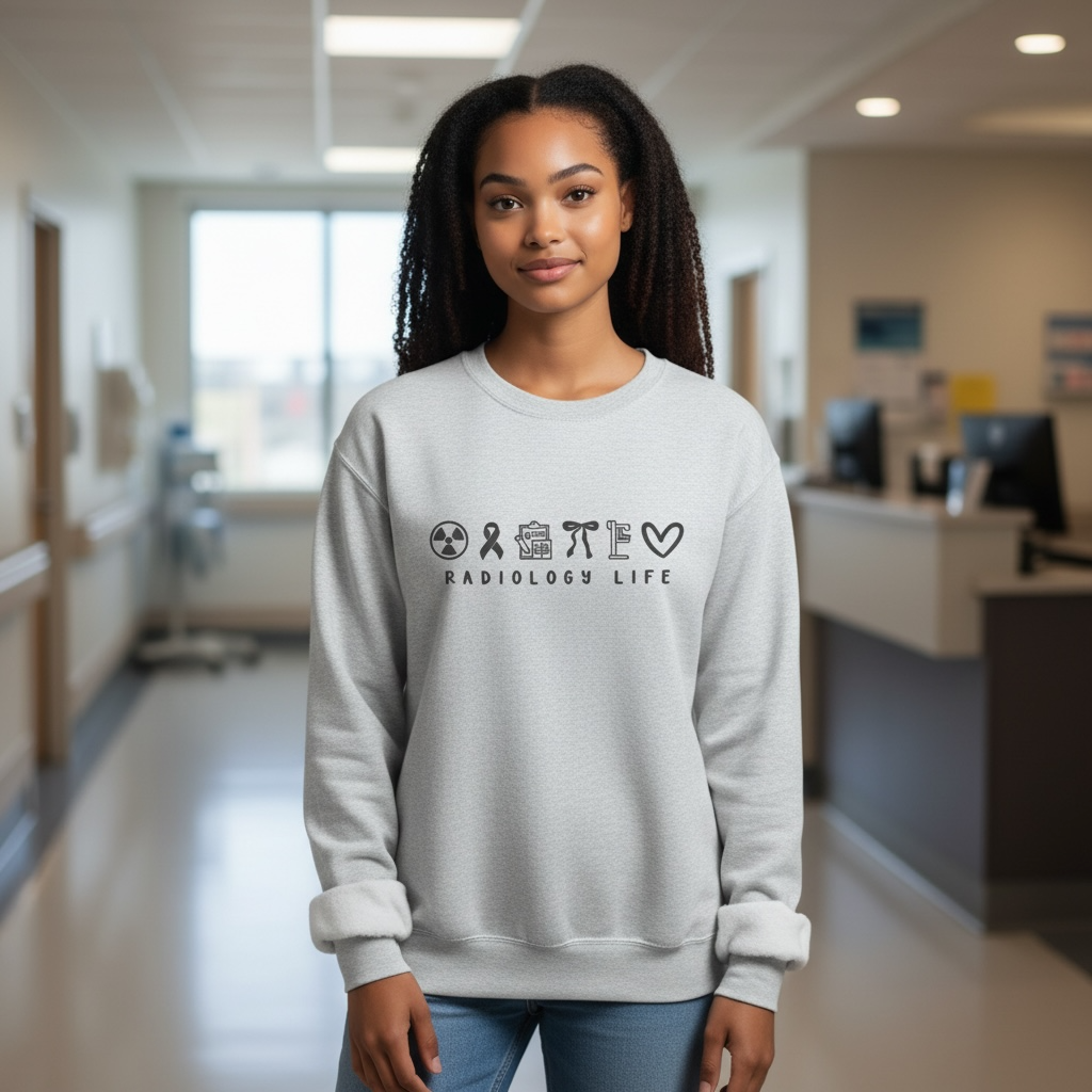 Radiology Life Crewneck Embroidered Sweatshirt Medical Profession Icon