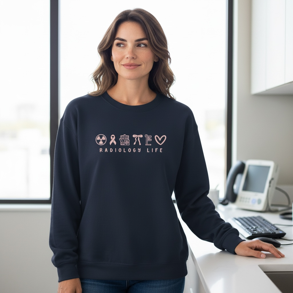 Radiology Life Crewneck Embroidered Sweatshirt Medical Profession Icon