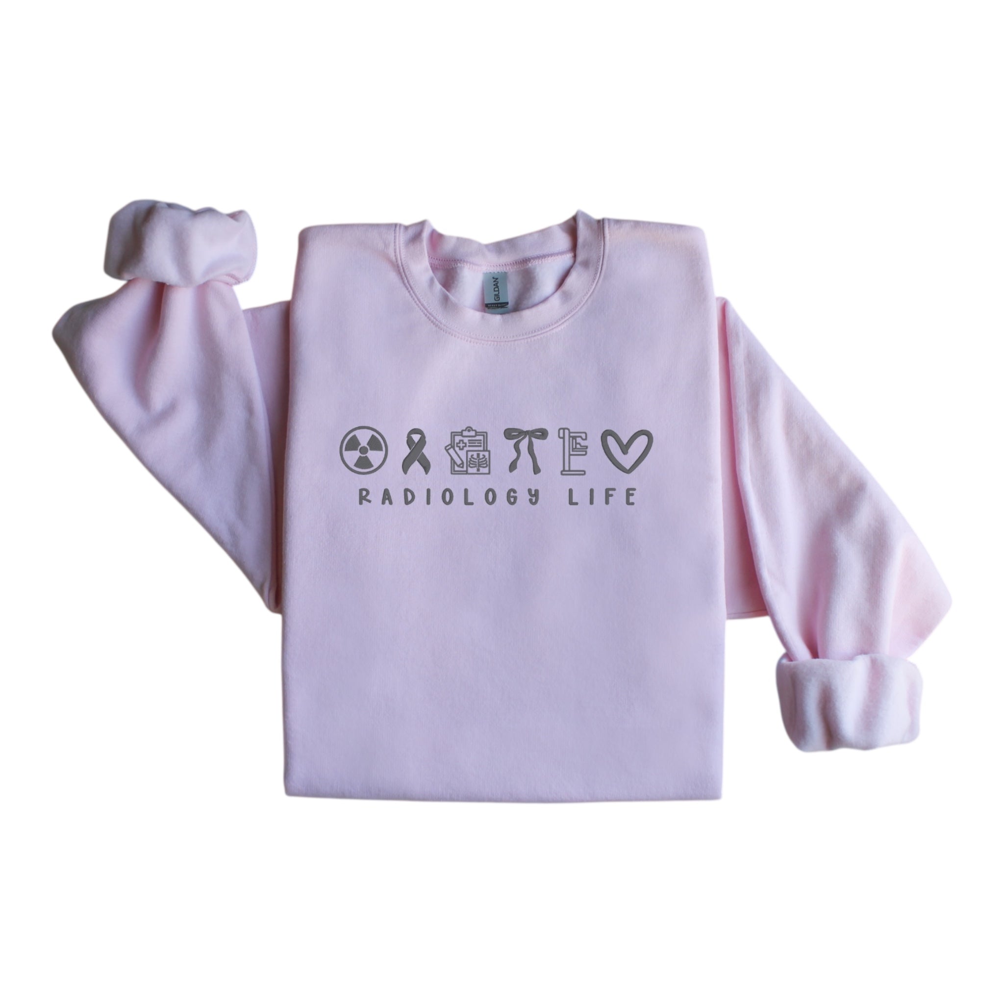 Radiology Life Crewneck Embroidered Sweatshirt Medical Profession Icon