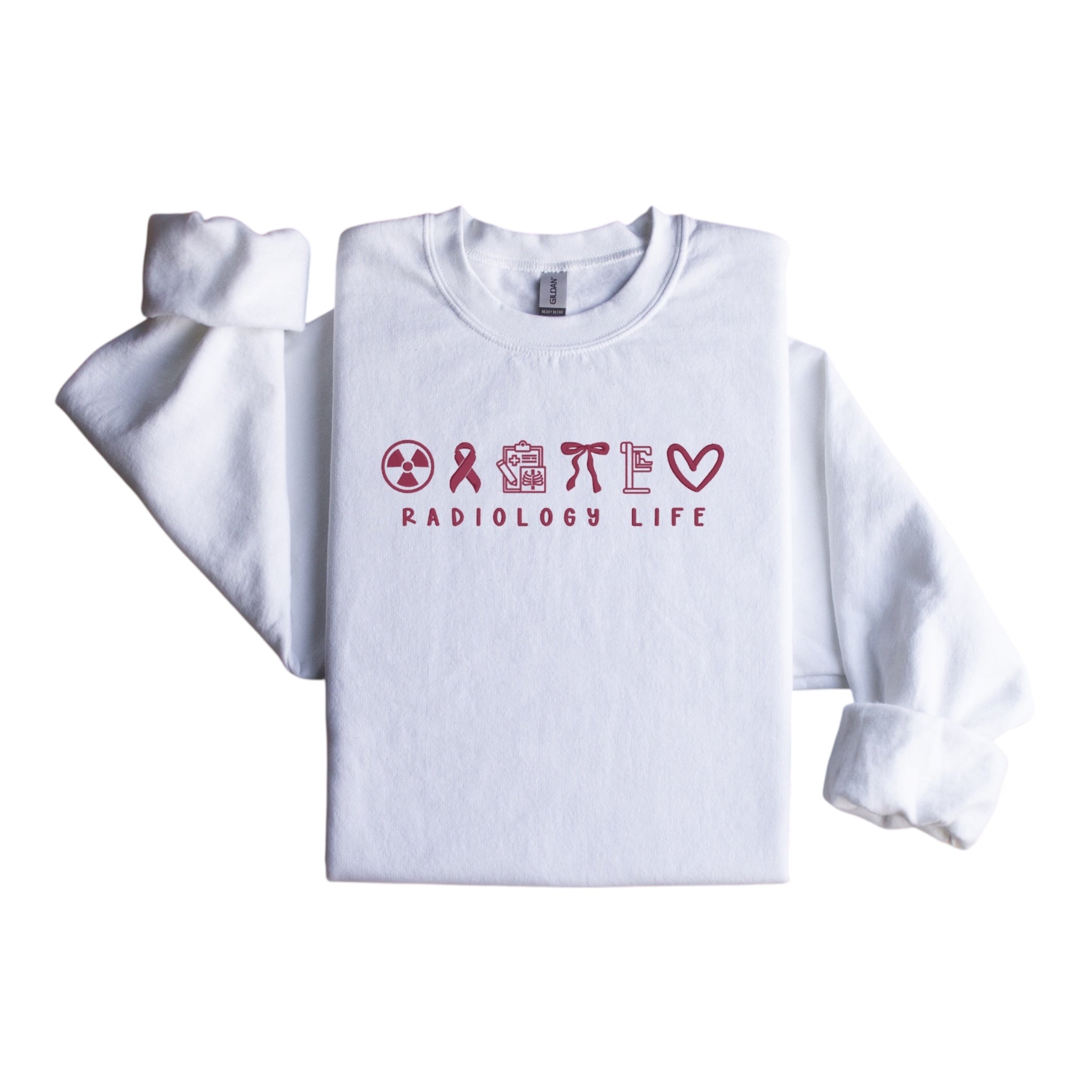 Radiology Life Crewneck Embroidered Sweatshirt Medical Profession Icon
