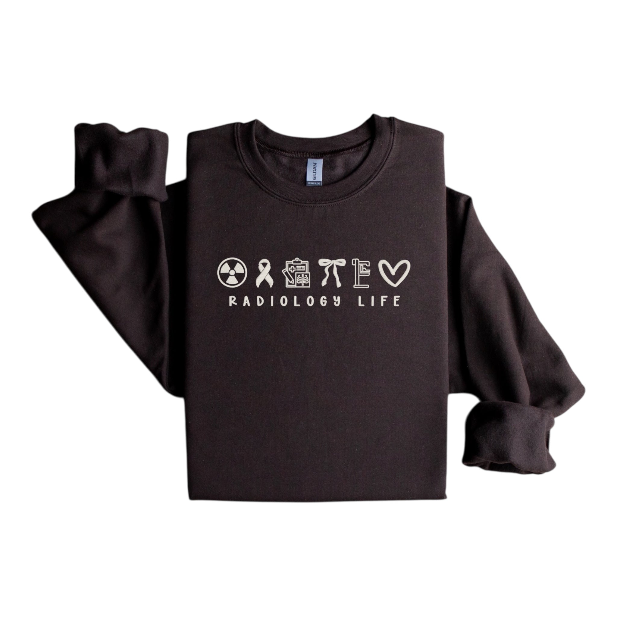 Radiology Life Crewneck Embroidered Sweatshirt Medical Profession Icon