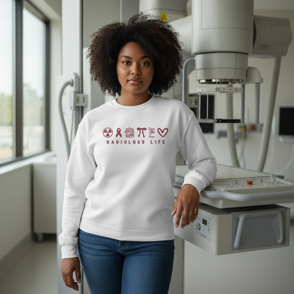 Radiology Life Crewneck Embroidered Sweatshirt Medical Profession Icon