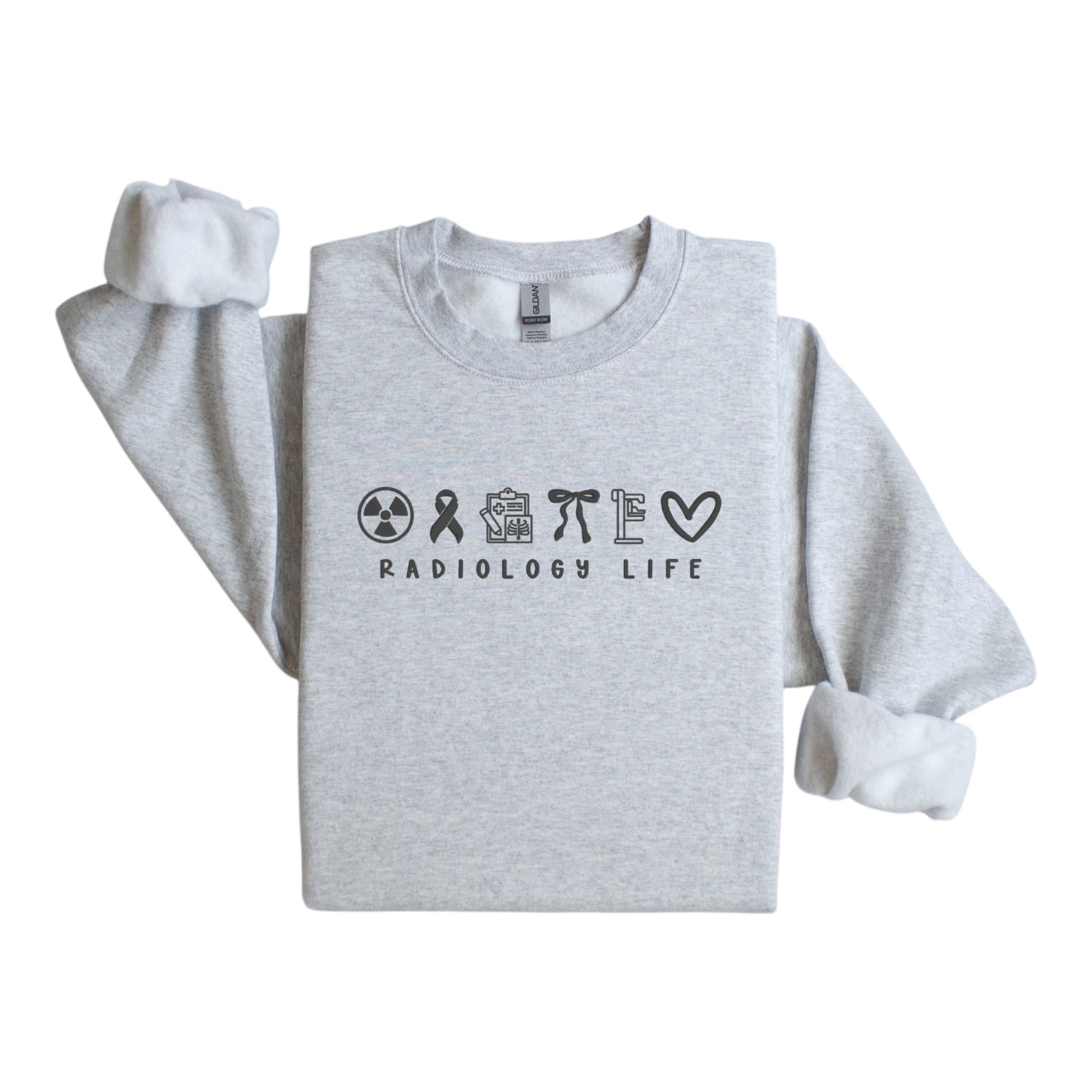Radiology Life Crewneck Embroidered Sweatshirt Medical Profession Icon