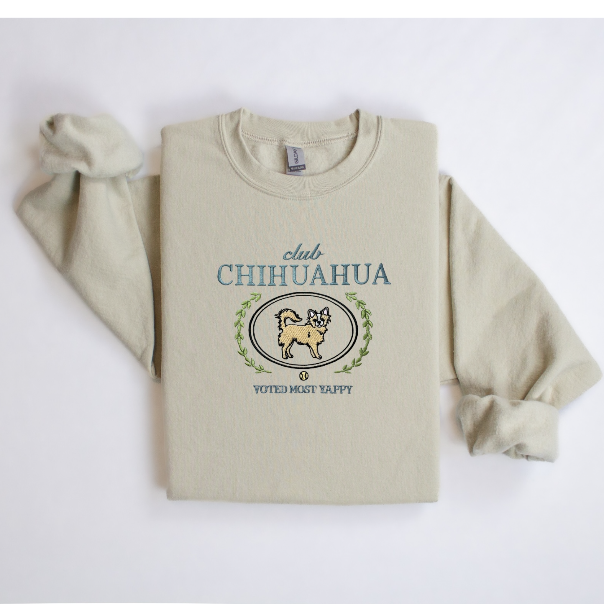 Club Chihuahua Embroidered Sweatshirt  “Voted Most Yappy” Cozy Crewneck for Dog Lovers