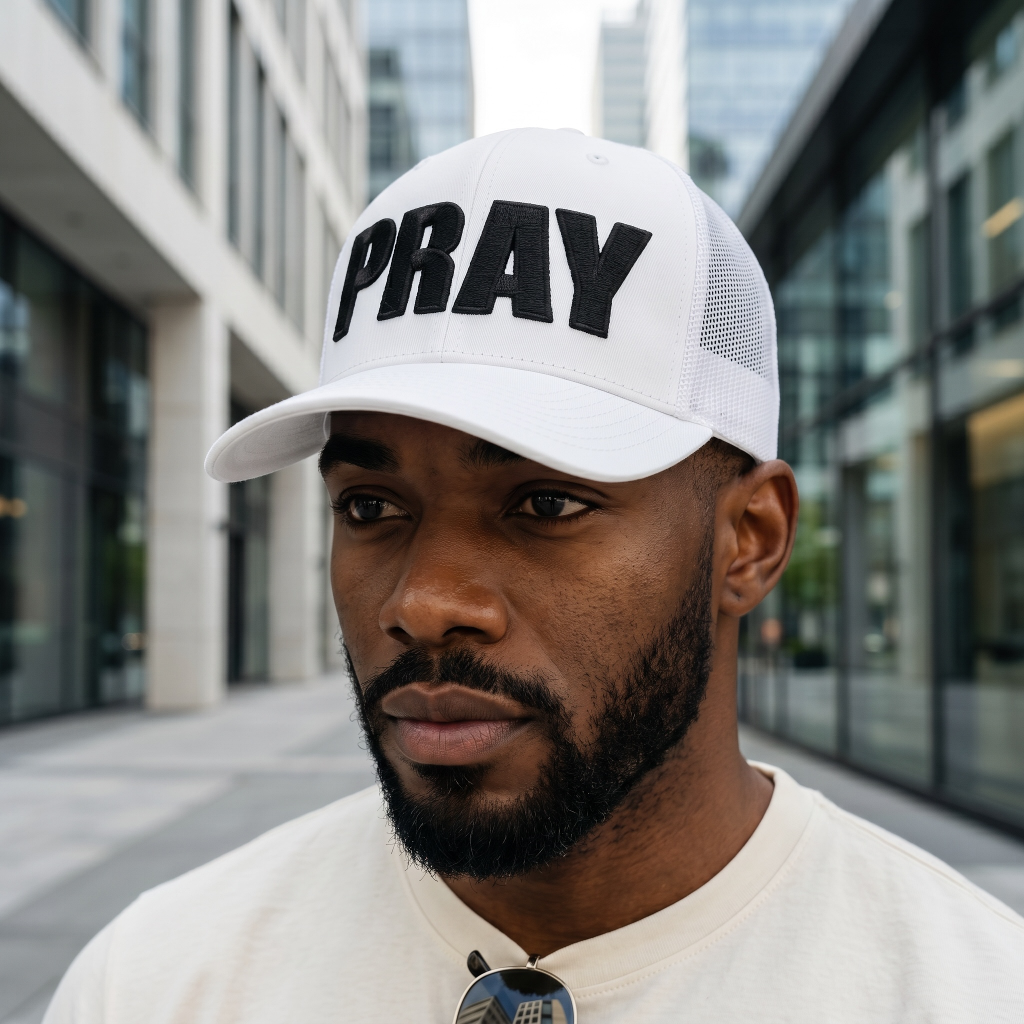 Puff Embroidered “PRAY” Hat Trucker Cap Faith Based 3D Embroidery