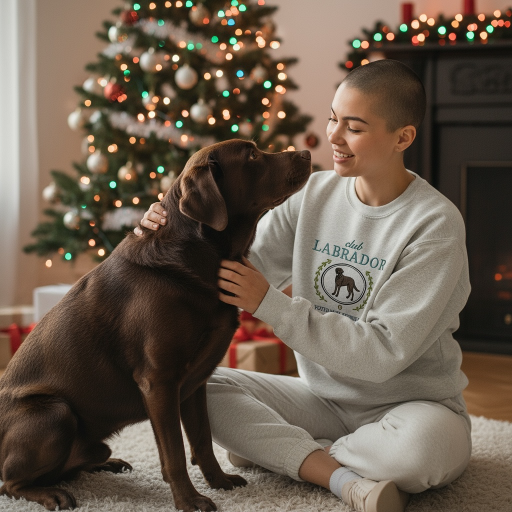 Club Labrador Embroidered Sweatshirt “Voted Most Friendly” Cozy Crewneck for Dog Lovers