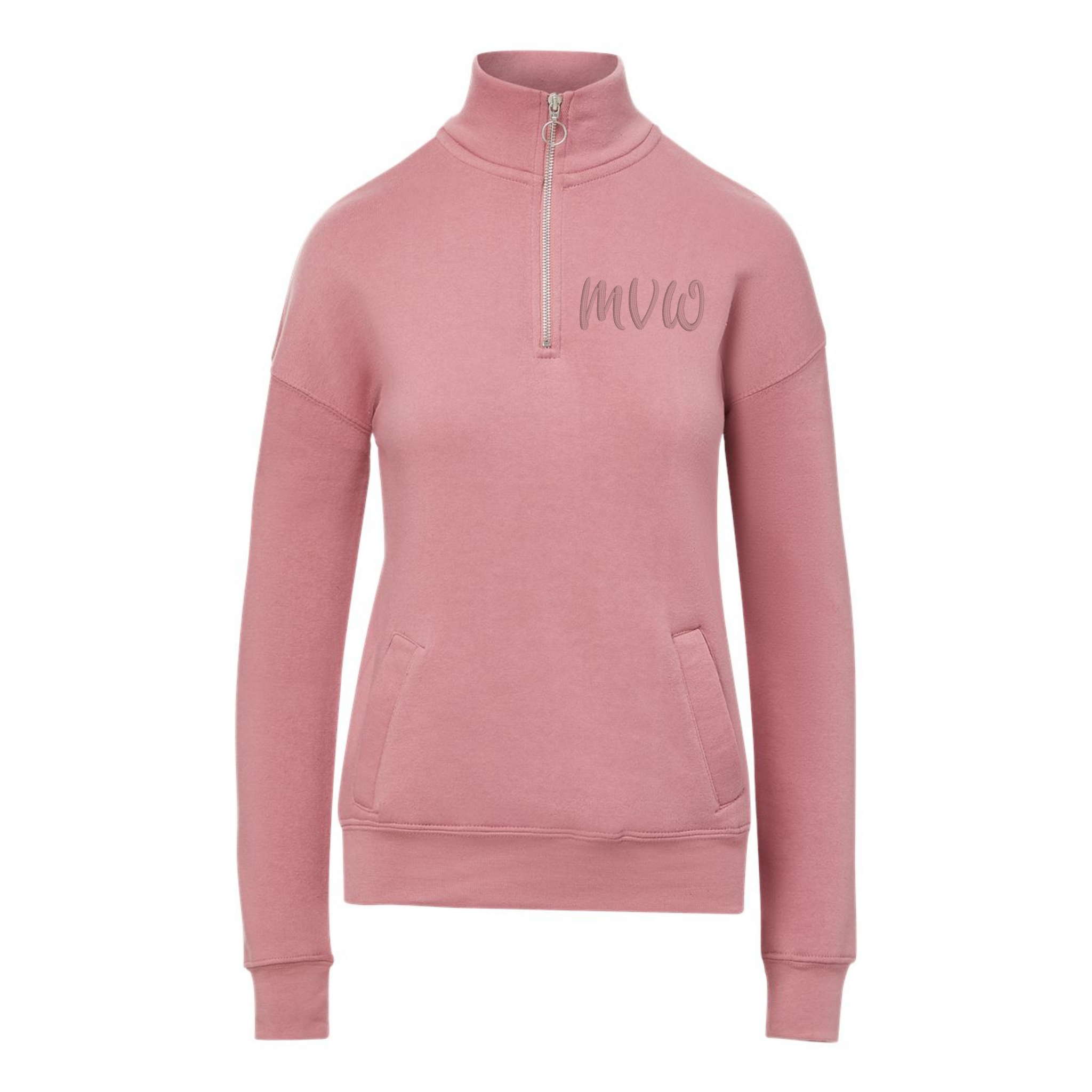Women’s Quarter Zip Heavyweight Fleece Sweatshirt with Pockets Custom Embroidered Initial Pullover