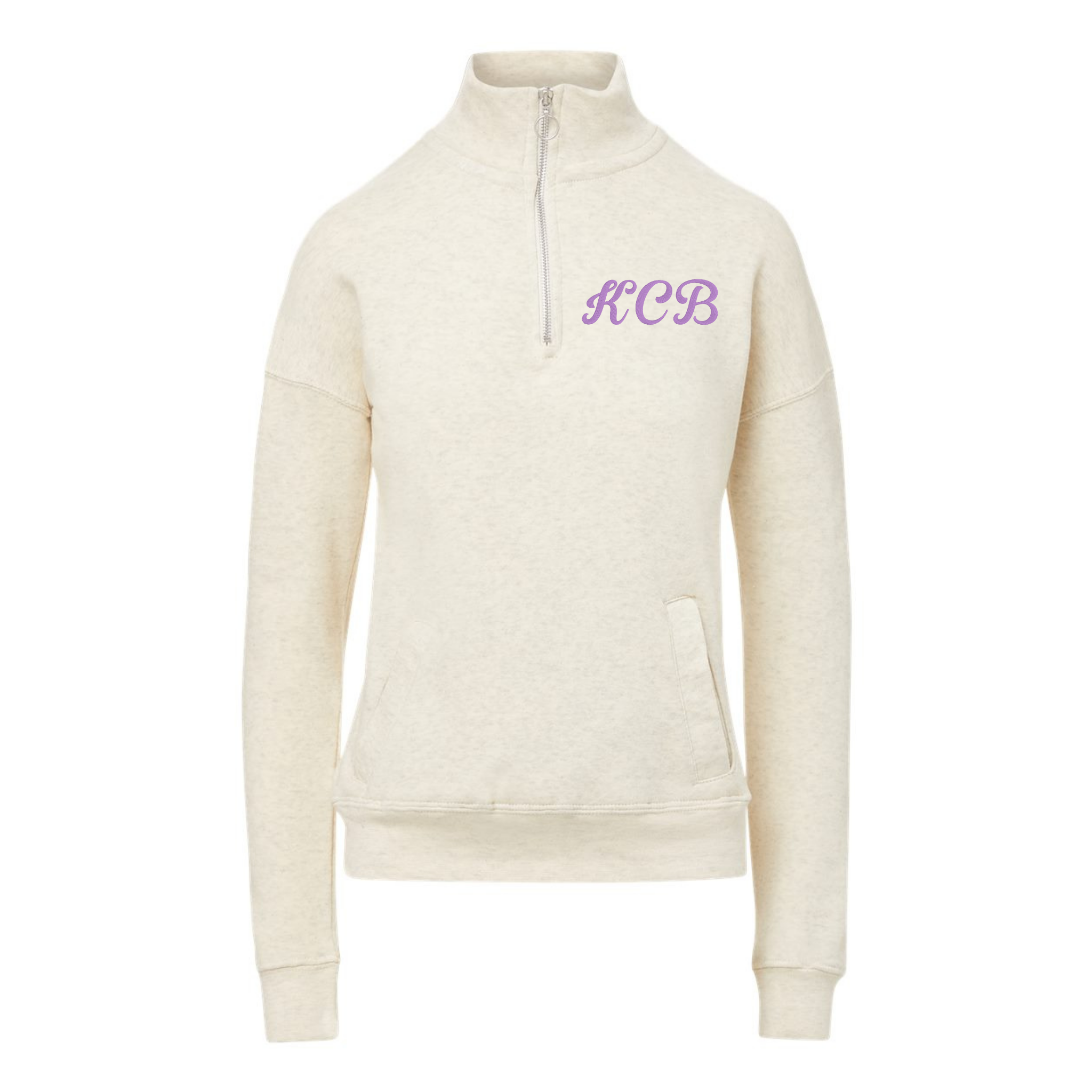 Women’s Quarter Zip Heavyweight Fleece Sweatshirt with Pockets Custom Embroidered Initial Pullover