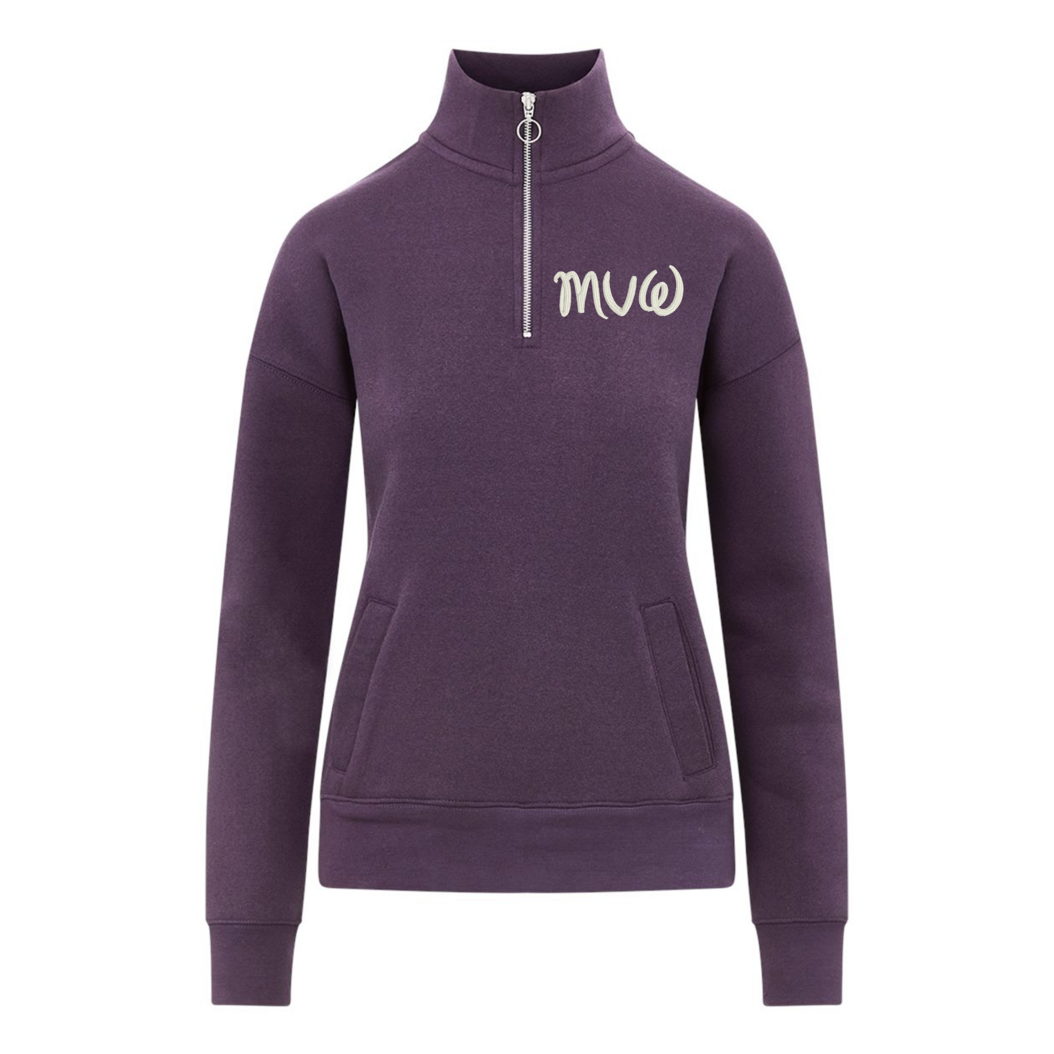Women’s Quarter Zip Heavyweight Fleece Sweatshirt with Pockets Custom Embroidered Initial Pullover