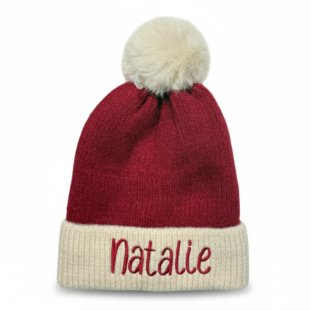 Personalized Children’s Glitter Beanie with Pom Pom | Custom Embroidered Name
